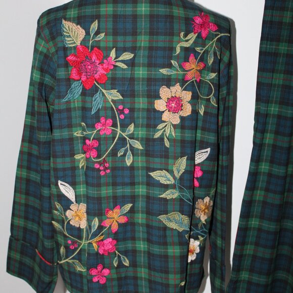 NWT Johnny Was Biya JW Rhoda Long Embroidered PJ Pajamas Lounge Pants Top Set - Picture 7 of 8